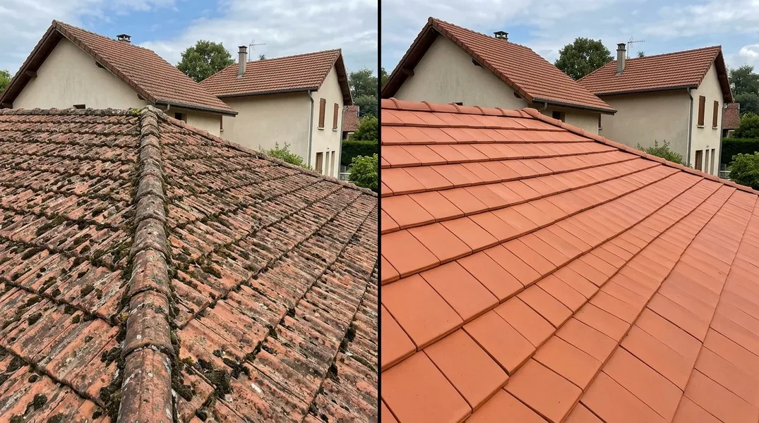 Quel est le prix d'un nettoyage de toiture sur un immeuble de la reconstruction en pierre de Caen ?